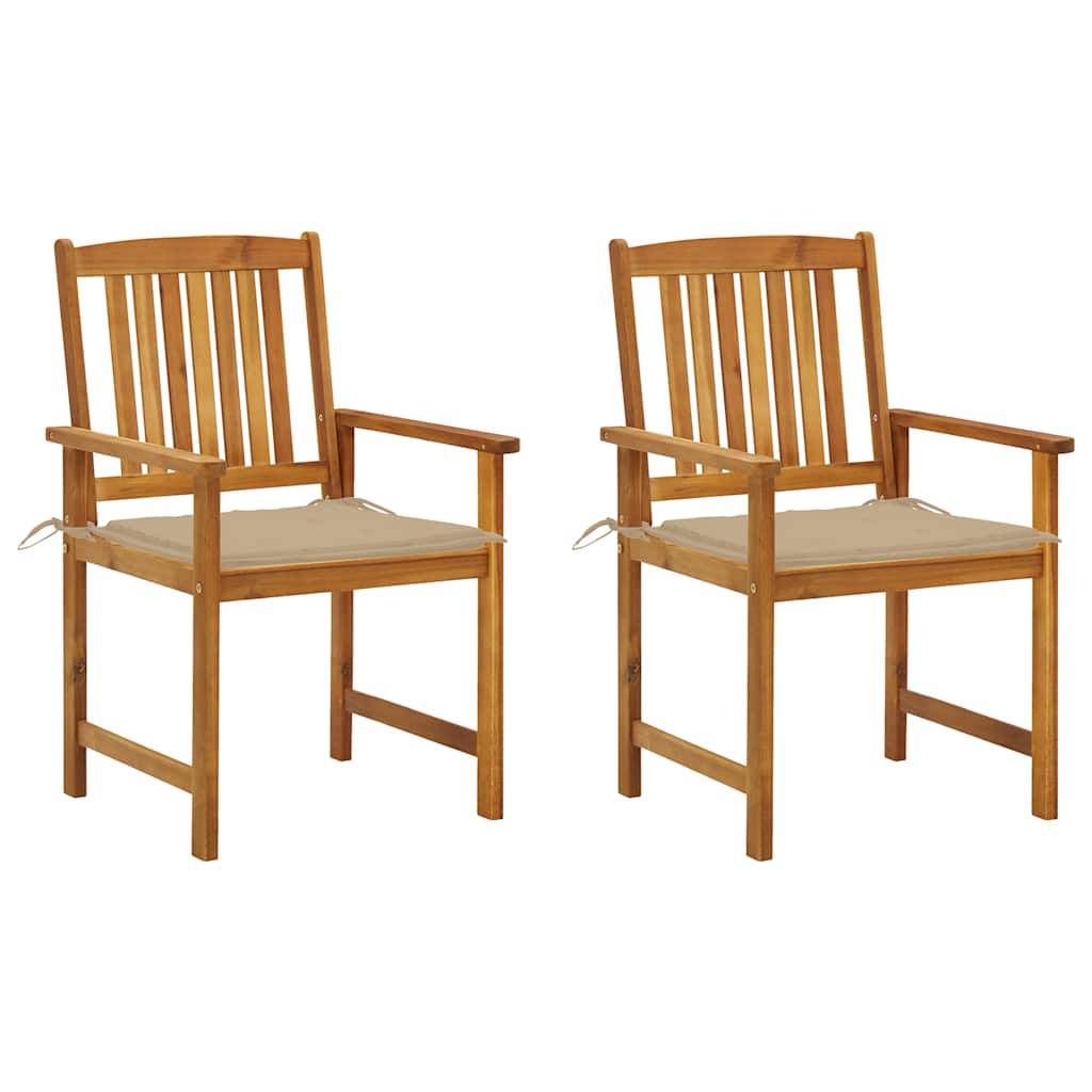 Tuinstoelen 2 st met kussens massief acaciahout – afbeelding 1
