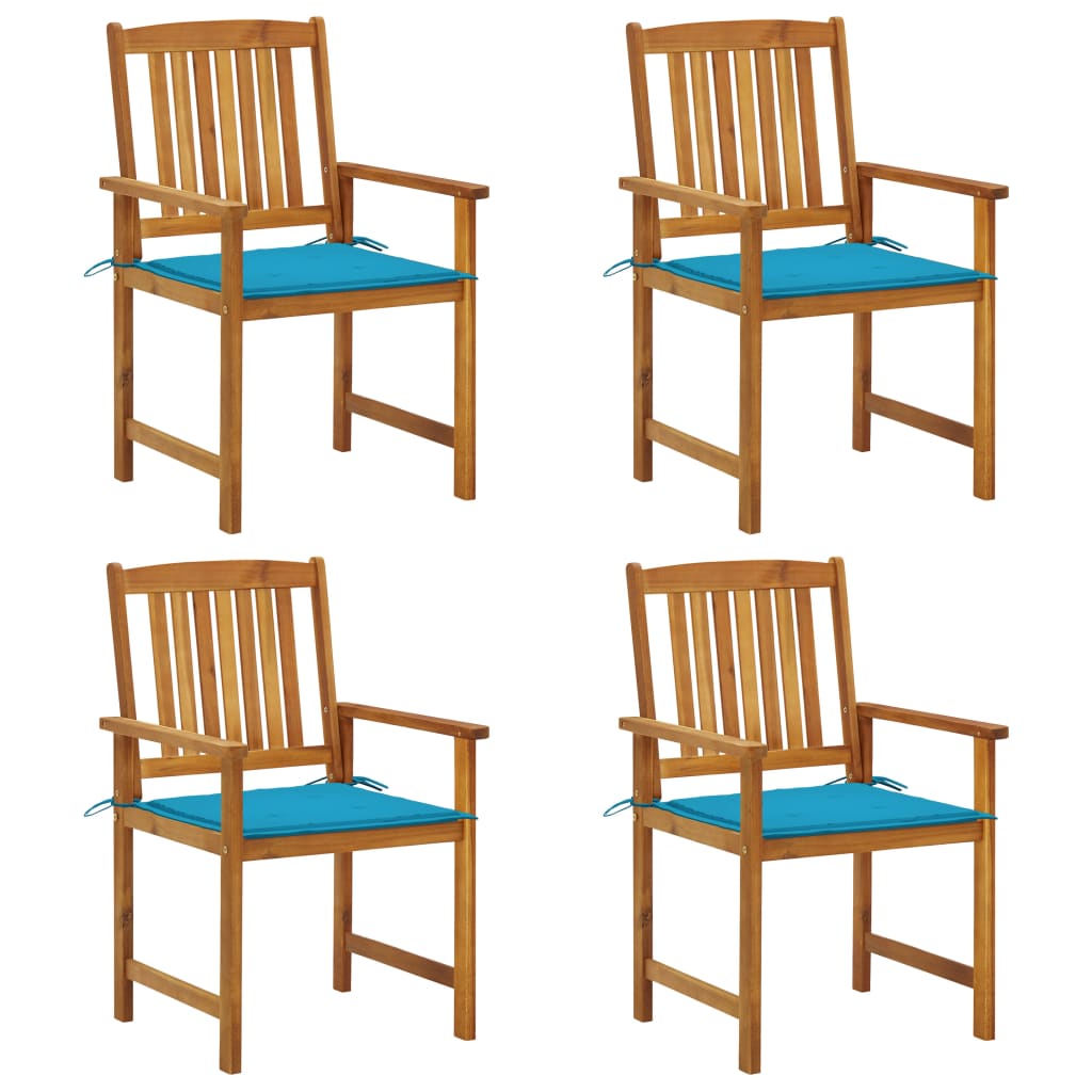 Tuinstoelen 4 st met kussens massief acaciahout – afbeelding 1