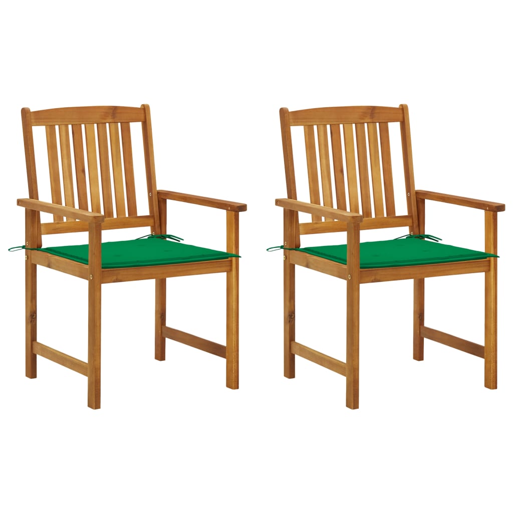 Tuinstoelen 2 st met kussens massief acaciahout – afbeelding 1