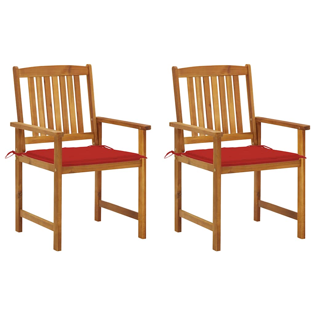 Tuinstoelen 2 st met kussens massief acaciahout – afbeelding 1