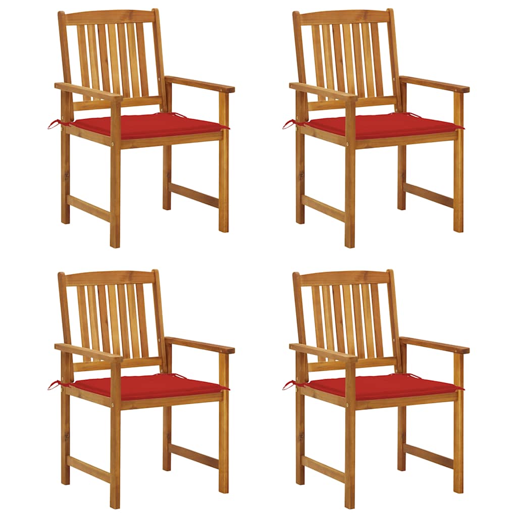 Tuinstoelen 4 st met kussens massief acaciahout – afbeelding 1