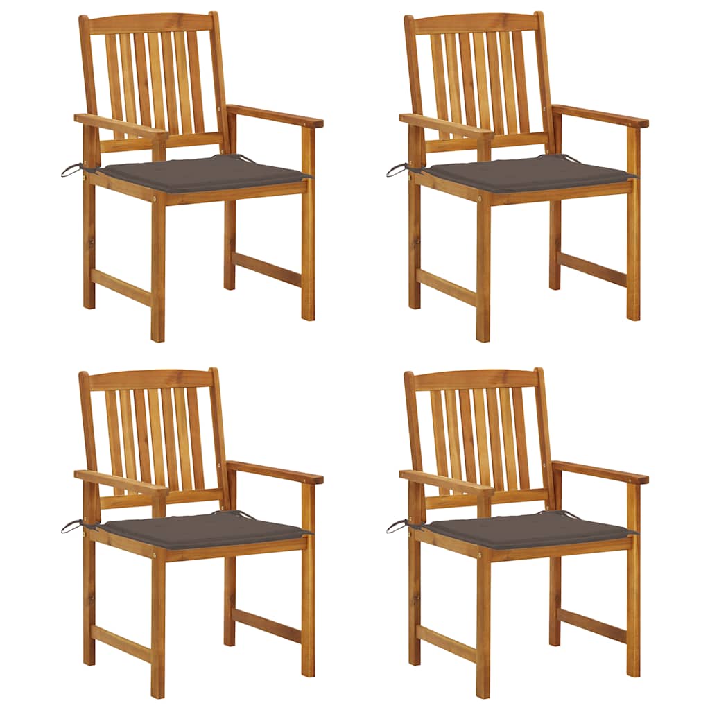 Tuinstoelen 4 st met kussens massief acaciahout – afbeelding 1