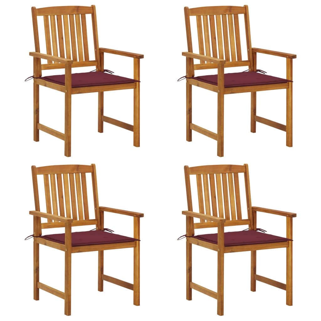Tuinstoelen 4 st met kussens massief acaciahout – afbeelding 1