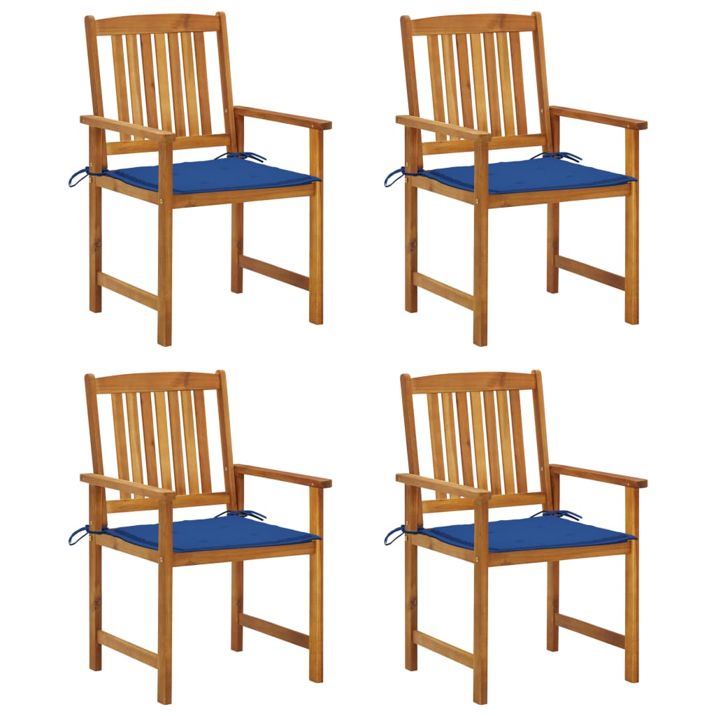 Tuinstoelen 4 st met kussens massief acaciahout – afbeelding 1