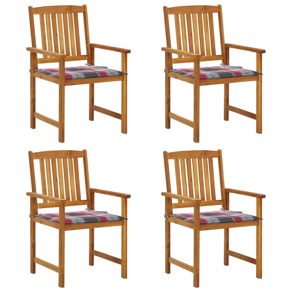 Tuinstoelen 4 st met kussens massief acaciahout – afbeelding 1