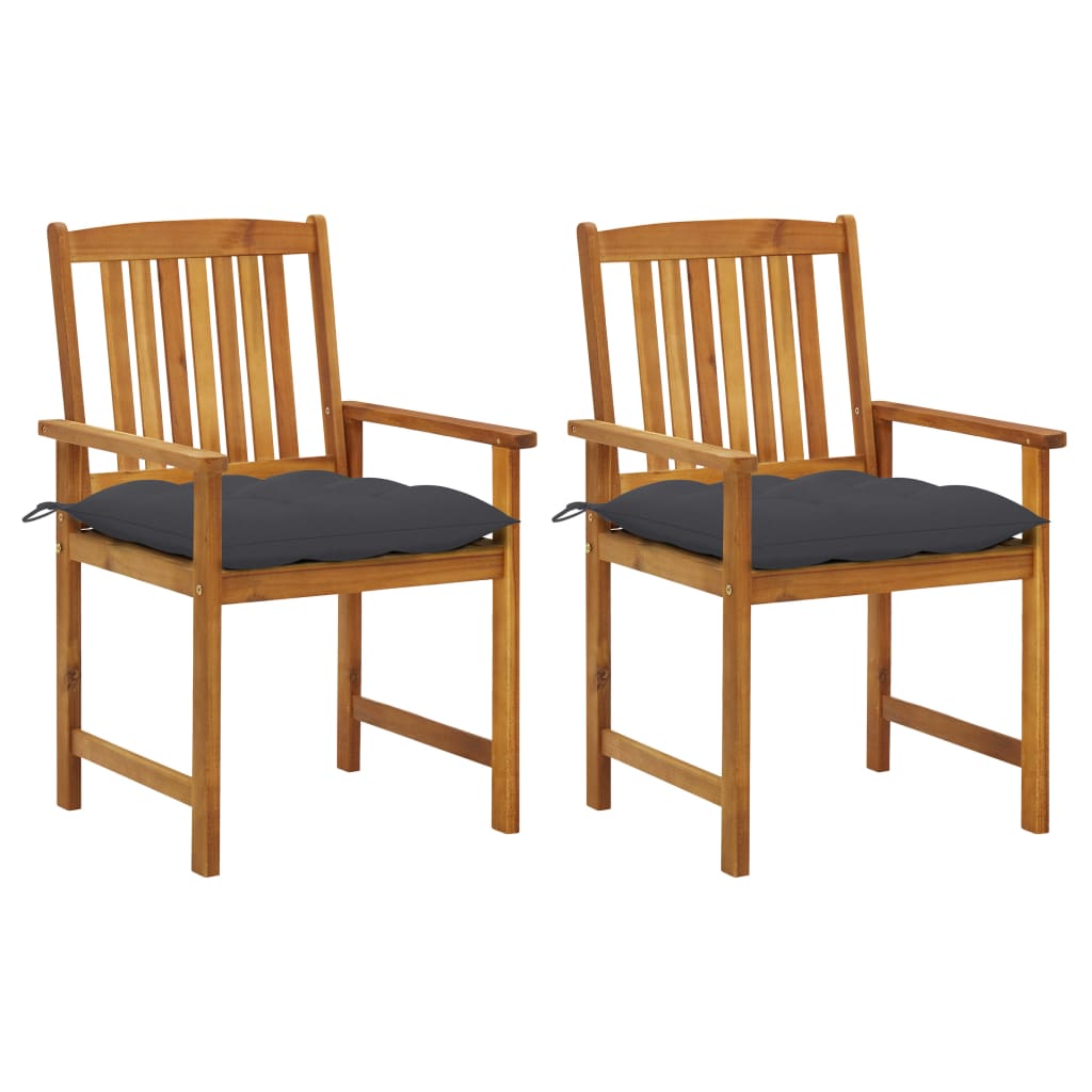 Tuinstoelen 2 st met kussens massief acaciahout – afbeelding 1