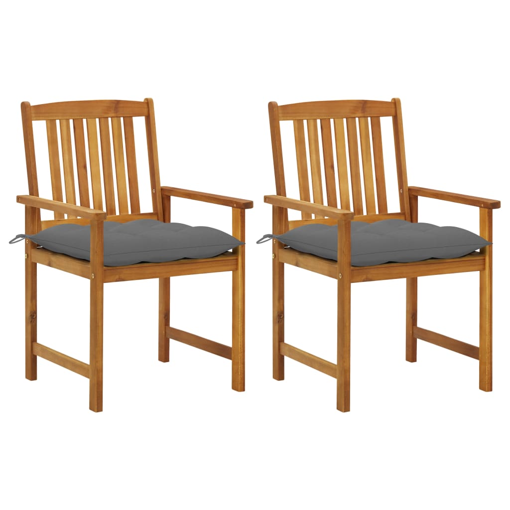 Tuinstoelen 2 st met kussens massief acaciahout – afbeelding 1