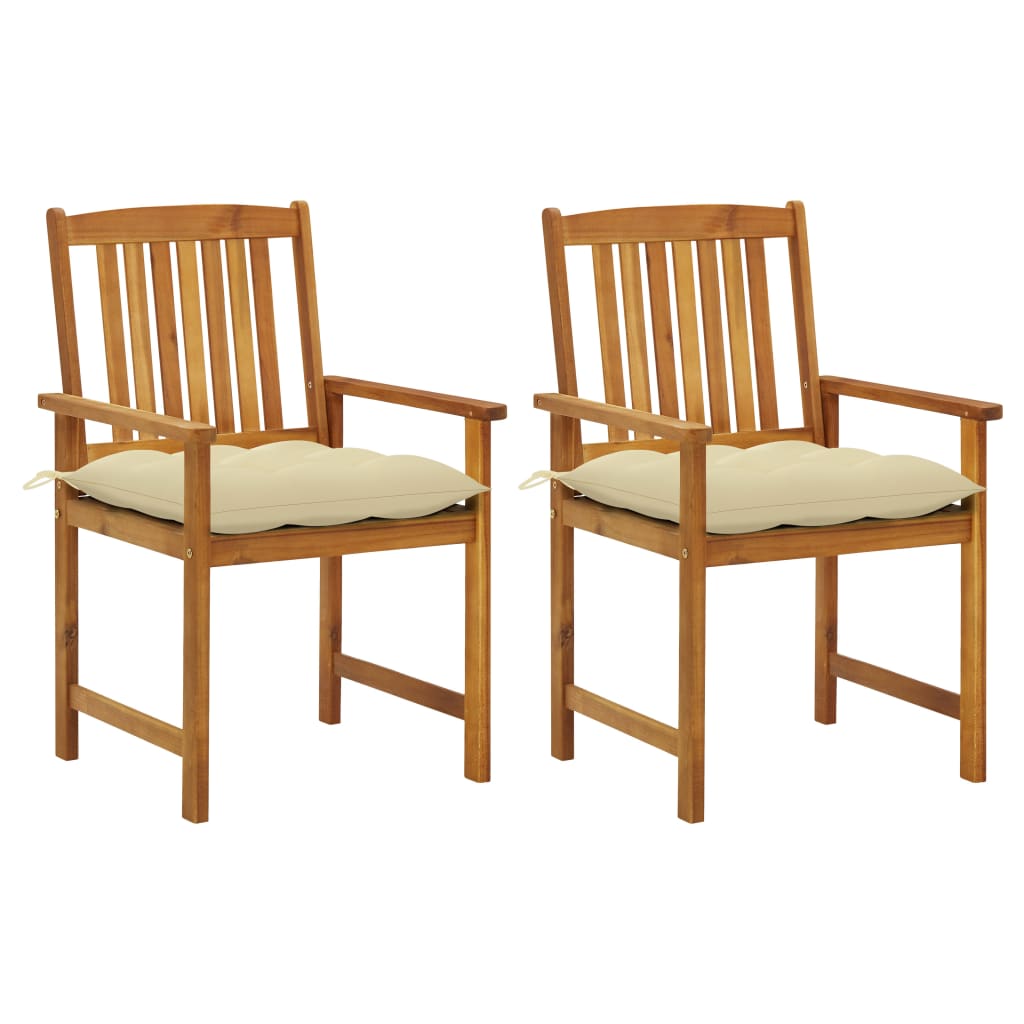 Tuinstoelen 2 st met kussens massief acaciahout – afbeelding 1