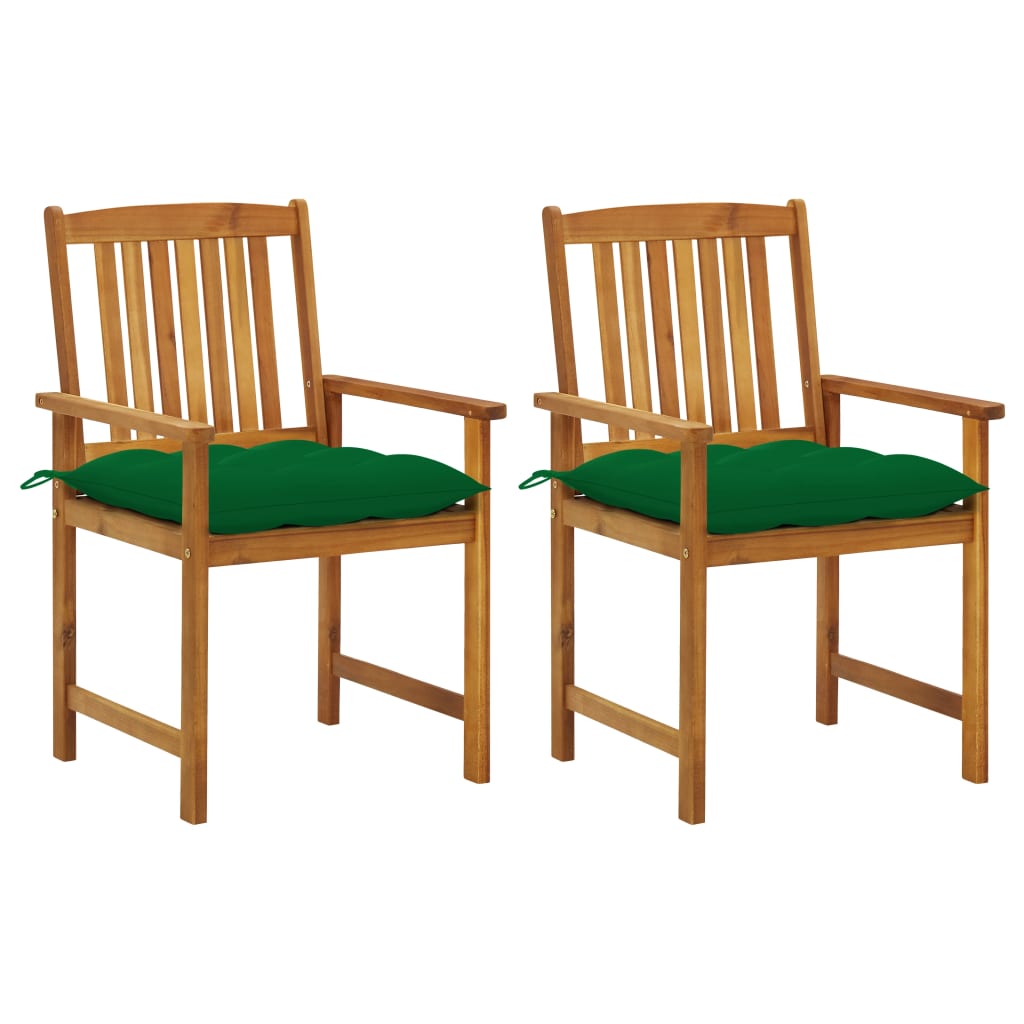 Tuinstoelen 2 st met kussens massief acaciahout – afbeelding 1