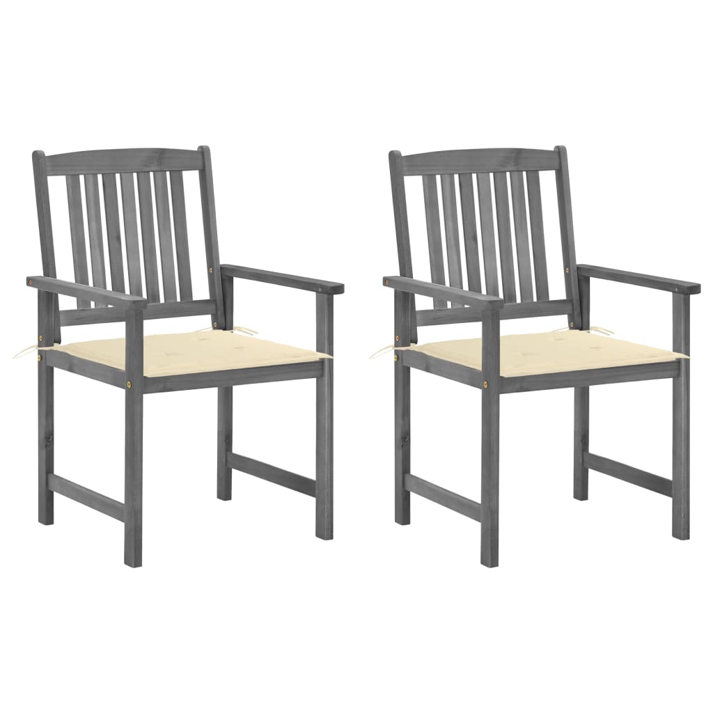 Tuinstoelen 2 st met kussens massief acaciahout grijs – afbeelding 1