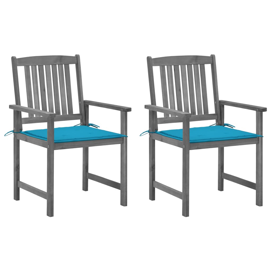 Tuinstoelen 2 st met kussens massief acaciahout grijs – afbeelding 1