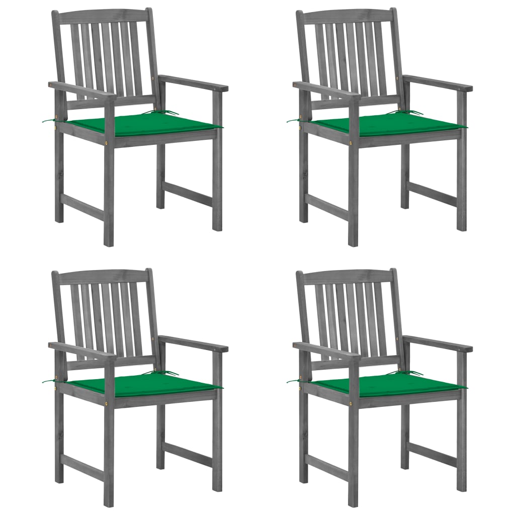 Tuinstoelen 4 st met kussens massief acaciahout grijs