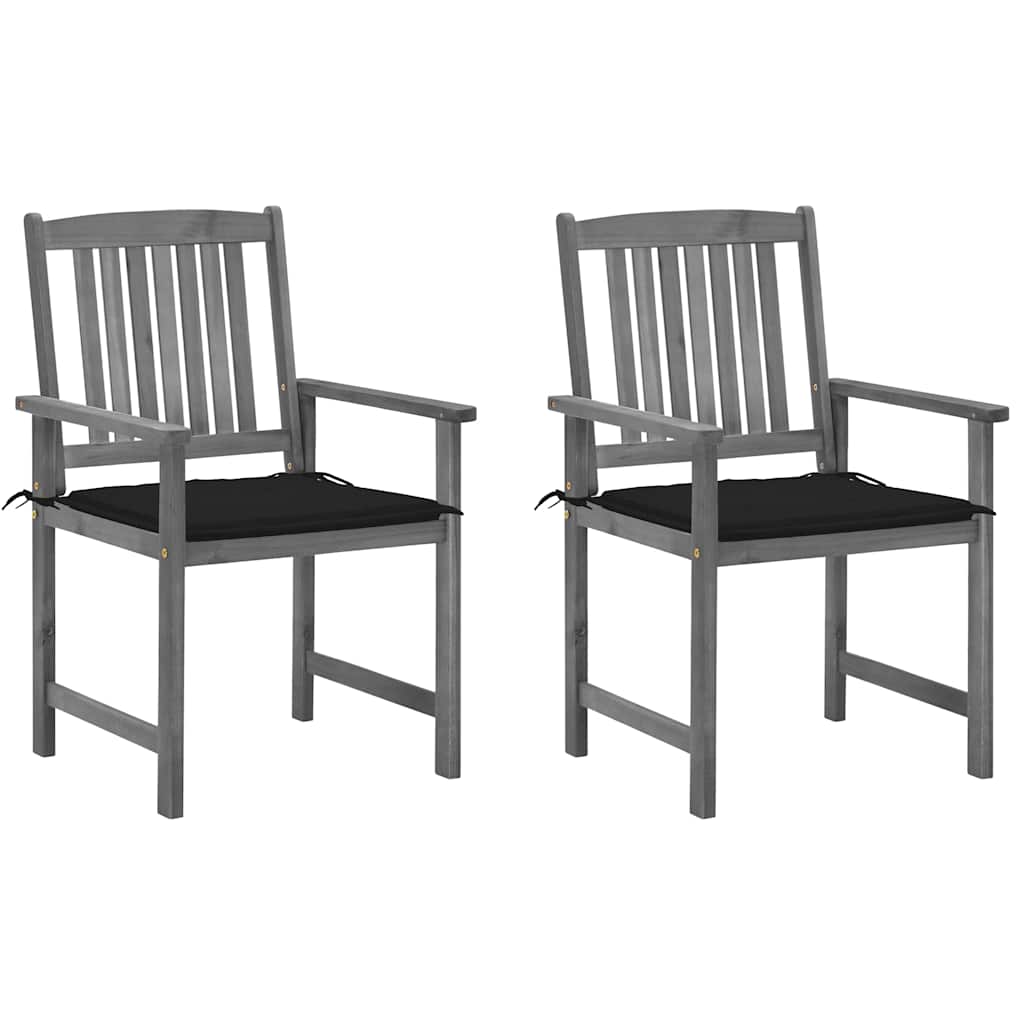 Tuinstoelen 2 st met kussens massief acaciahout grijs