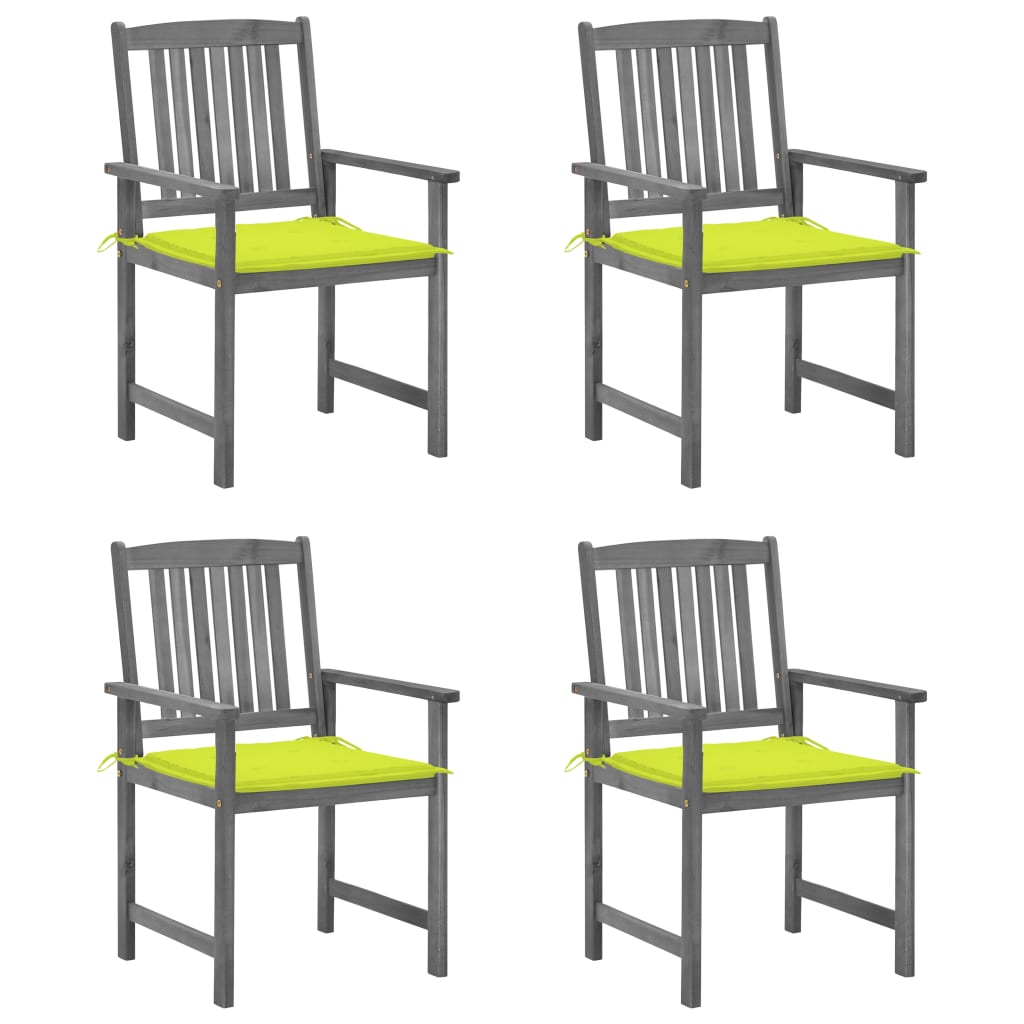 Tuinstoelen 4 st met kussens massief acaciahout grijs