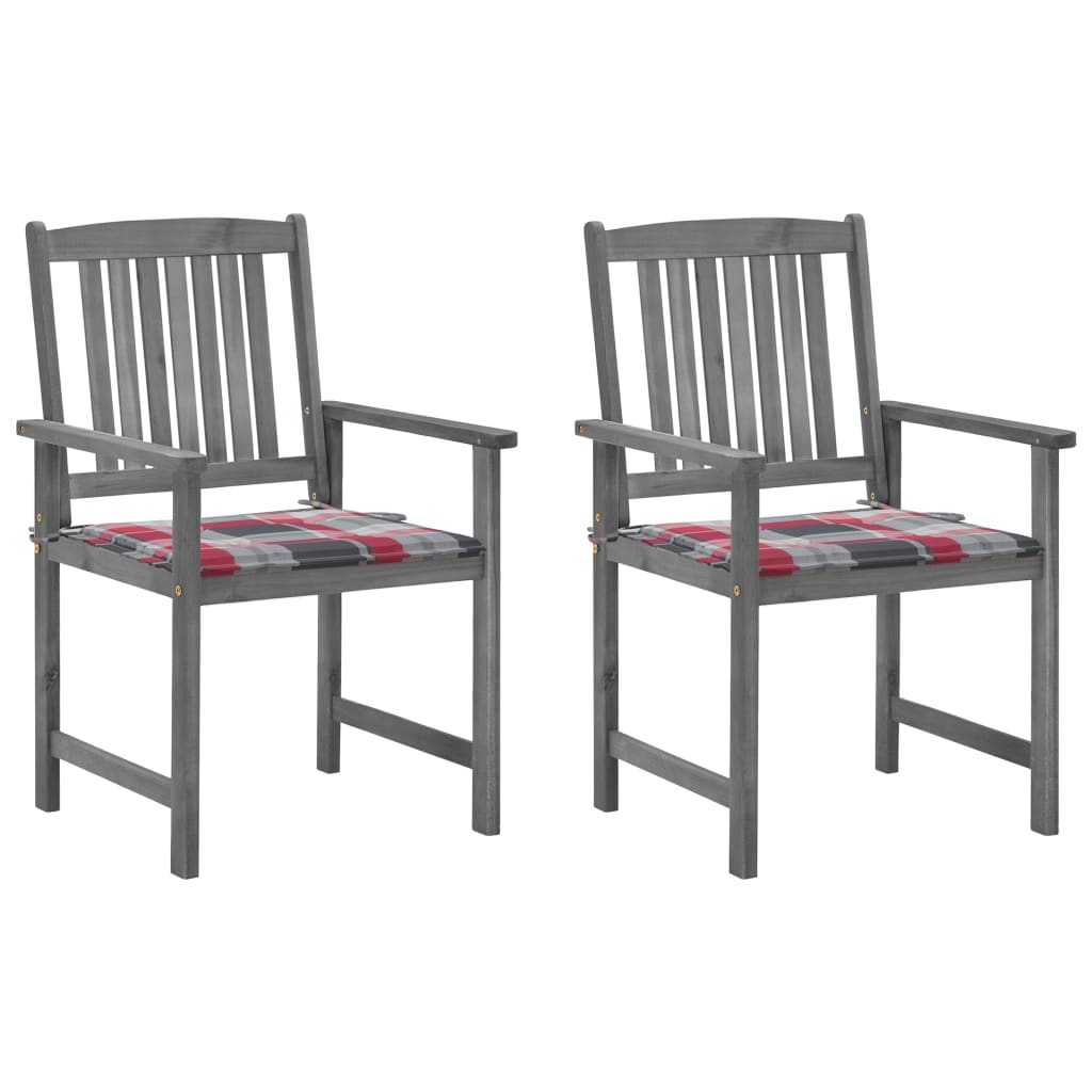 Tuinstoelen 2 st met kussens massief acaciahout grijs – afbeelding 1