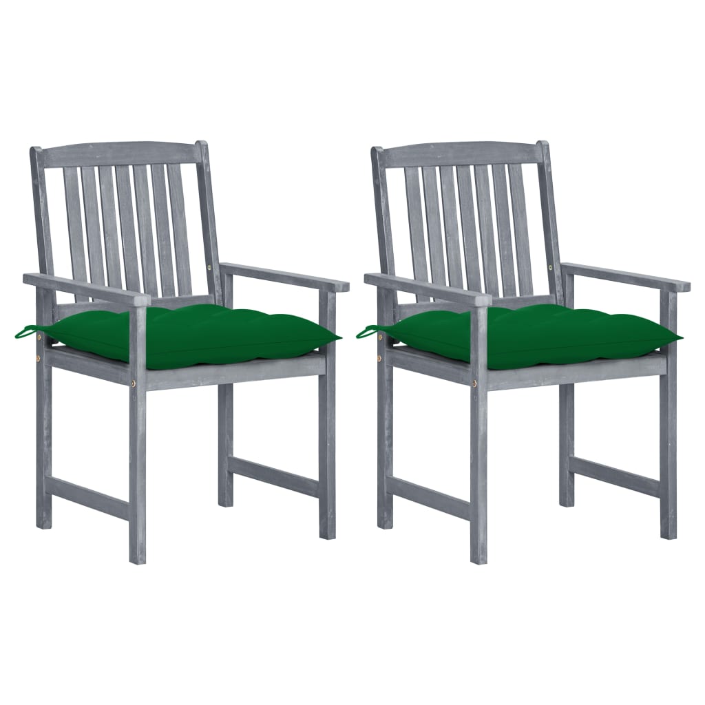 Tuinstoelen 2 st met kussens massief acaciahout grijs – afbeelding 1
