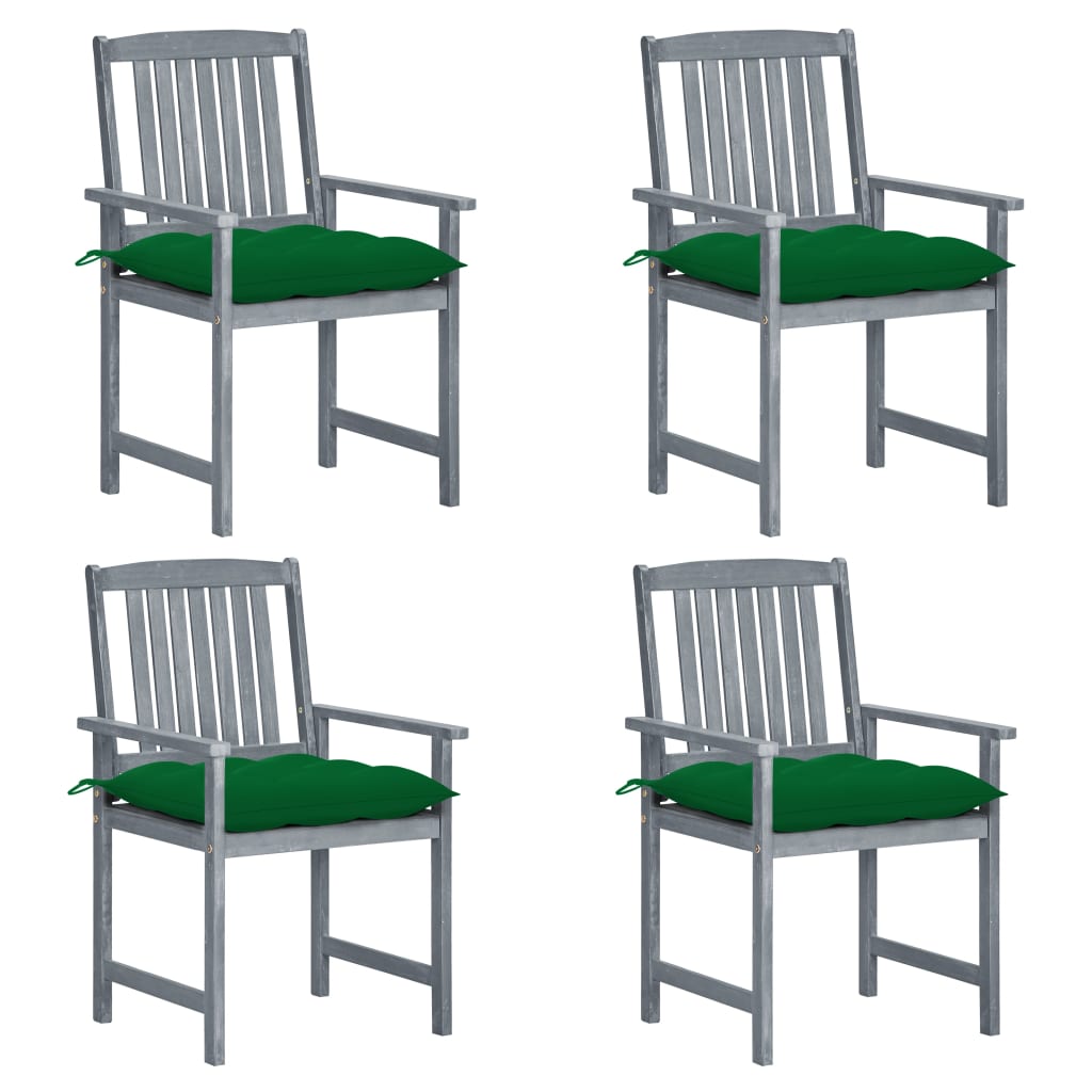 Tuinstoelen 4 st met kussens massief acaciahout grijs
