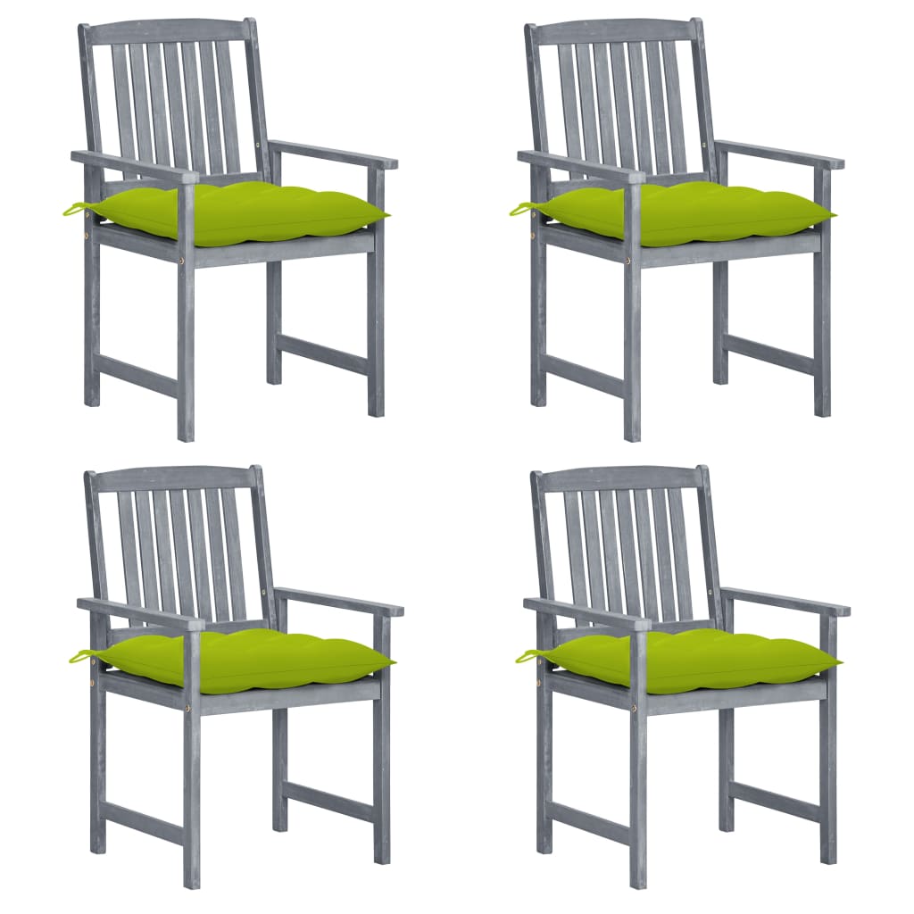 Tuinstoelen 4 st met kussens massief acaciahout grijs – afbeelding 1
