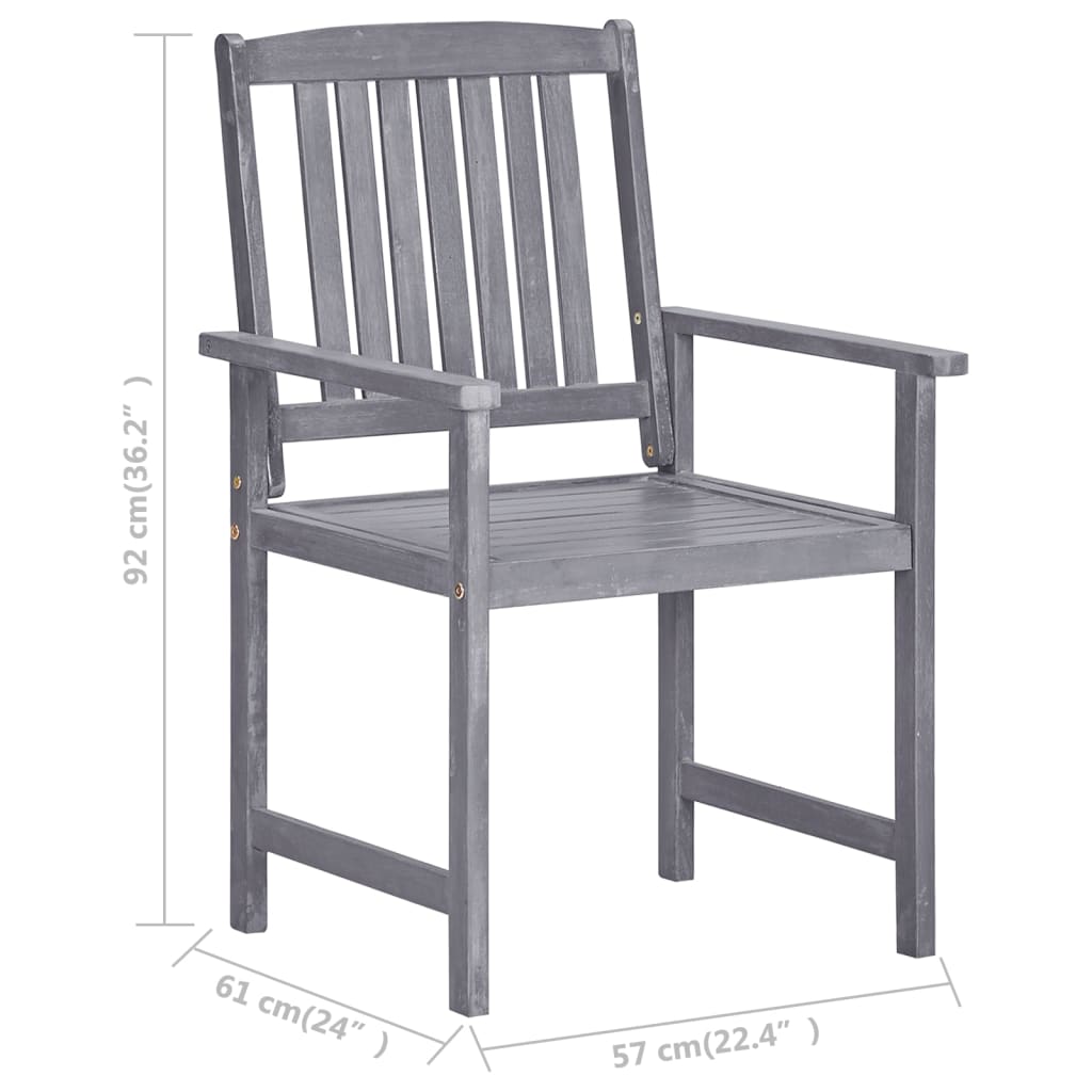 Tuinstoelen 4 st met kussens massief acaciahout grijs – afbeelding 12