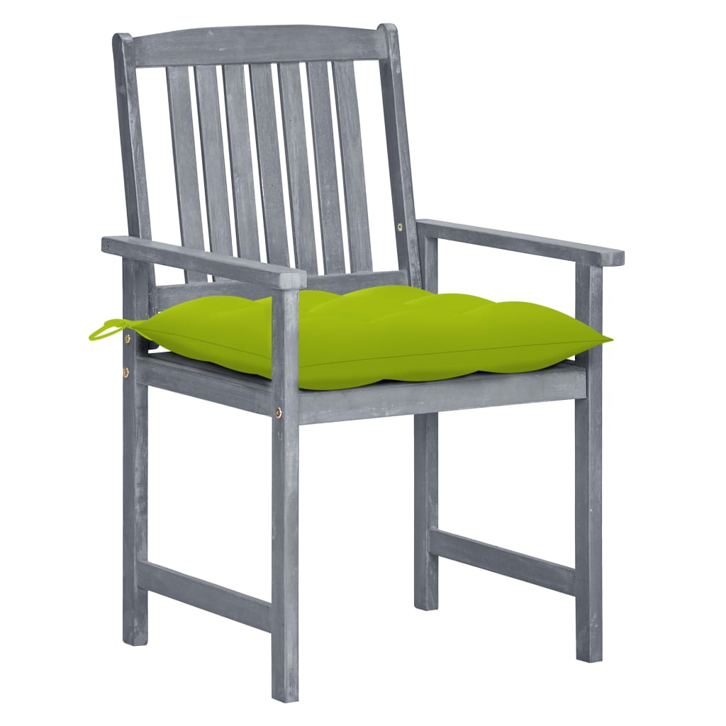Tuinstoelen 4 st met kussens massief acaciahout grijs – afbeelding 2