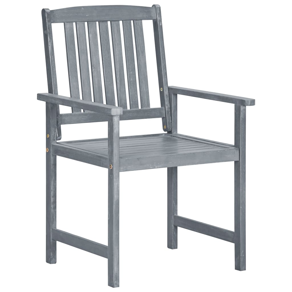 Tuinstoelen 4 st met kussens massief acaciahout grijs – afbeelding 3
