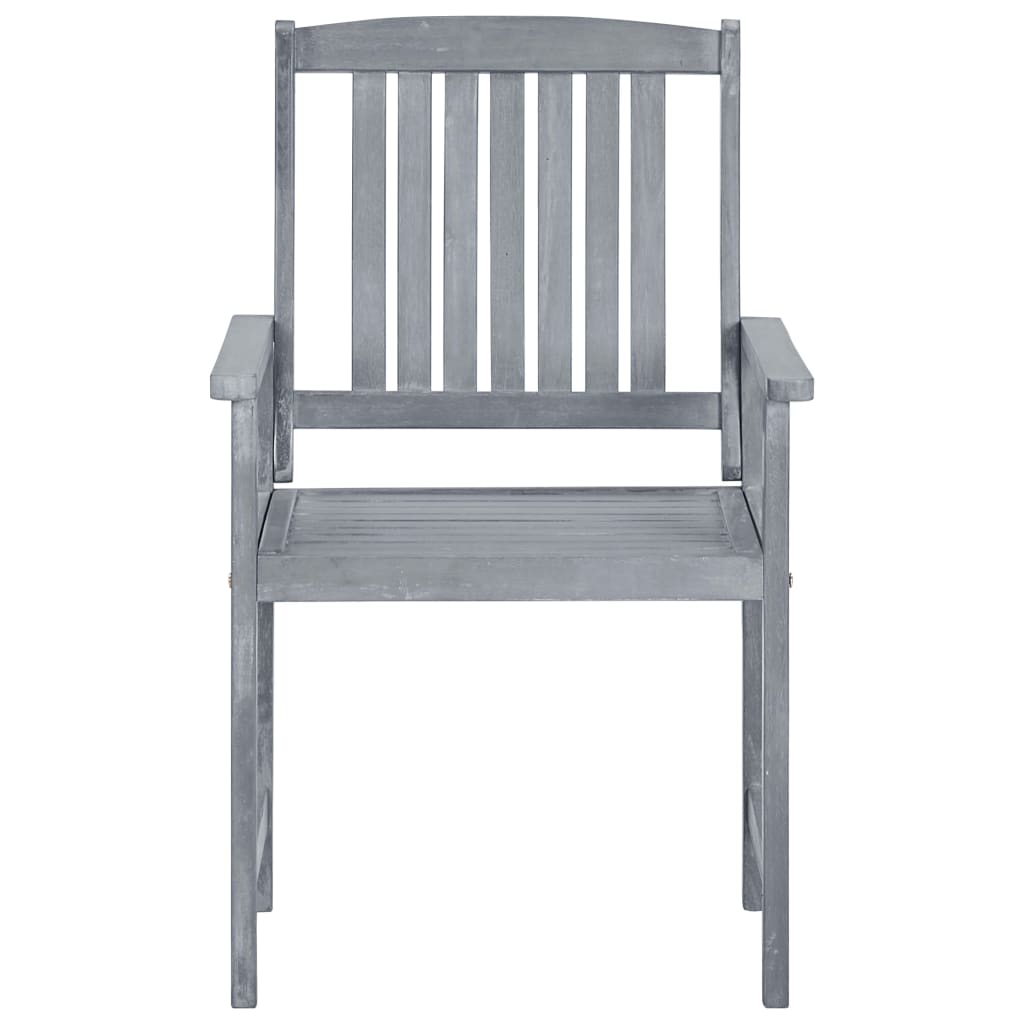 Tuinstoelen 4 st met kussens massief acaciahout grijs – afbeelding 4