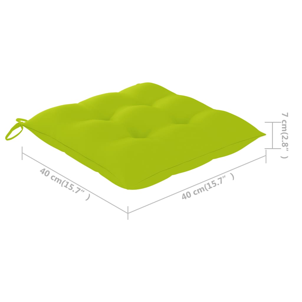 Tuinstoelen 4 st met heldergroene kussens massief teakhout – afbeelding 12