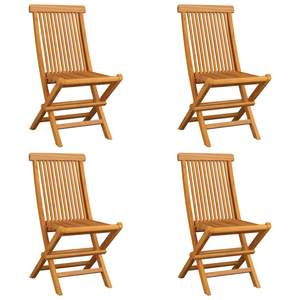 Tuinstoelen 4 st met heldergroene kussens massief teakhout – afbeelding 3