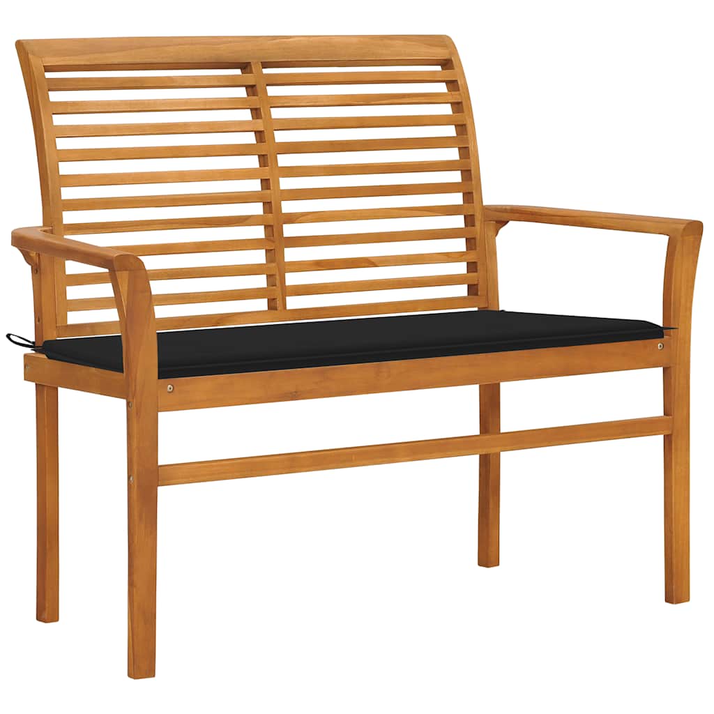 Tuinbank met zwart kussen 112 cm massief teakhout