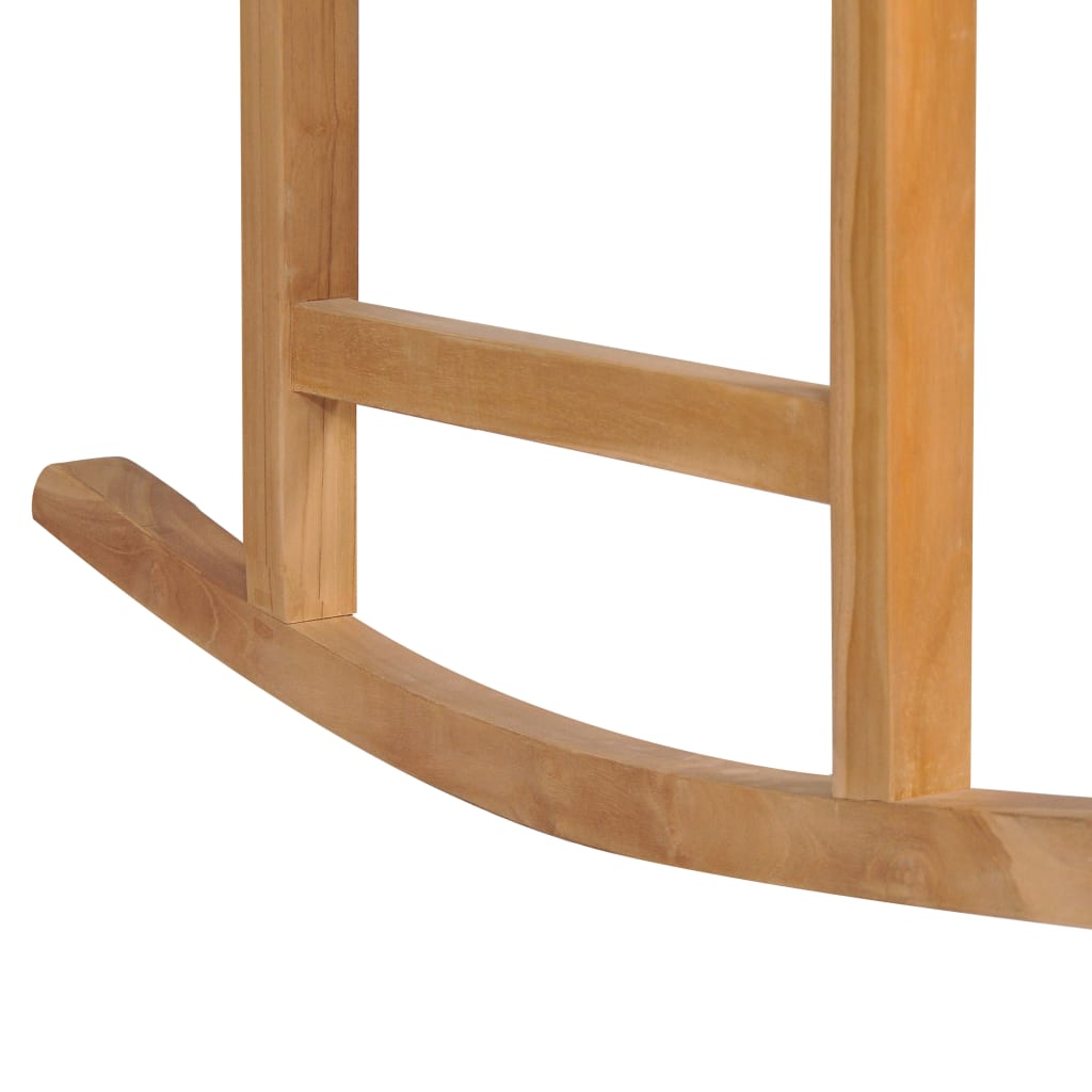 Schommelstoel met rood kussen massief teakhout – afbeelding 10