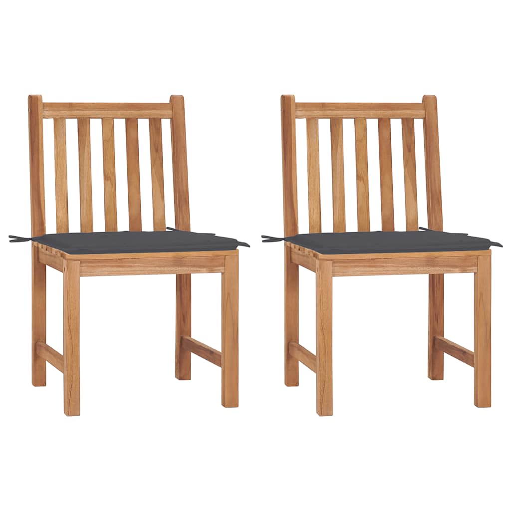 Tuinstoelen 2 st met kussens massief teakhout