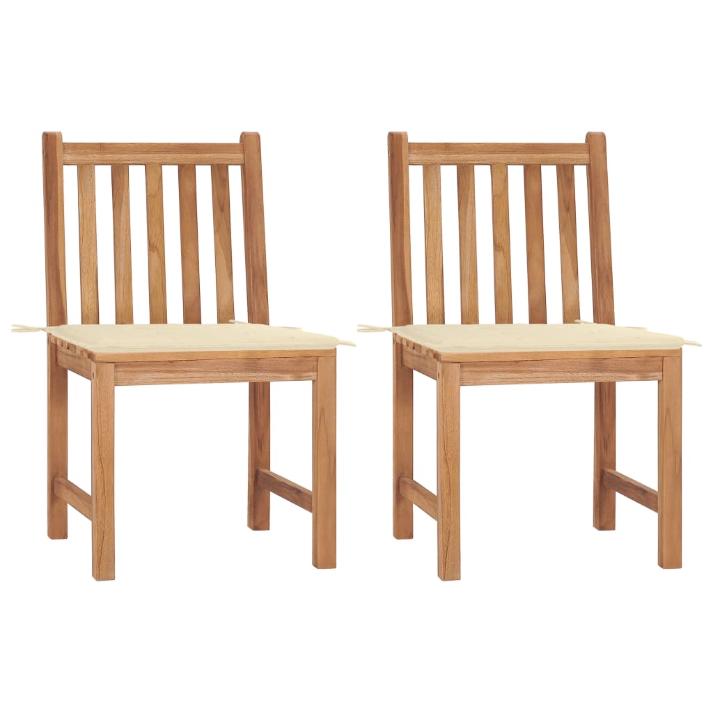Tuinstoelen 2 st met kussens massief teakhout – afbeelding 1