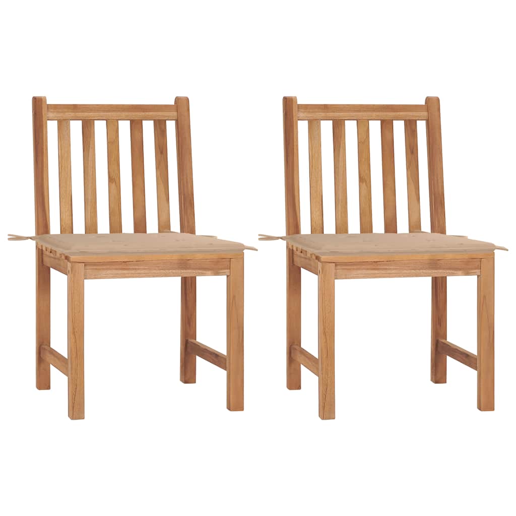 Tuinstoelen 2 st met kussens massief teakhout – afbeelding 1