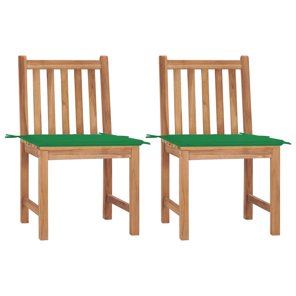 Tuinstoelen 2 st met kussens massief teakhout – afbeelding 1