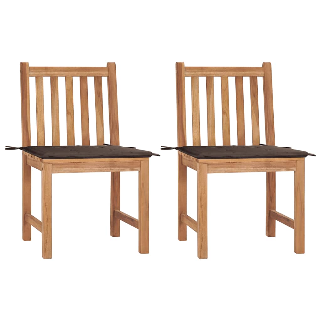 Tuinstoelen 2 st met kussens massief teakhout – afbeelding 1