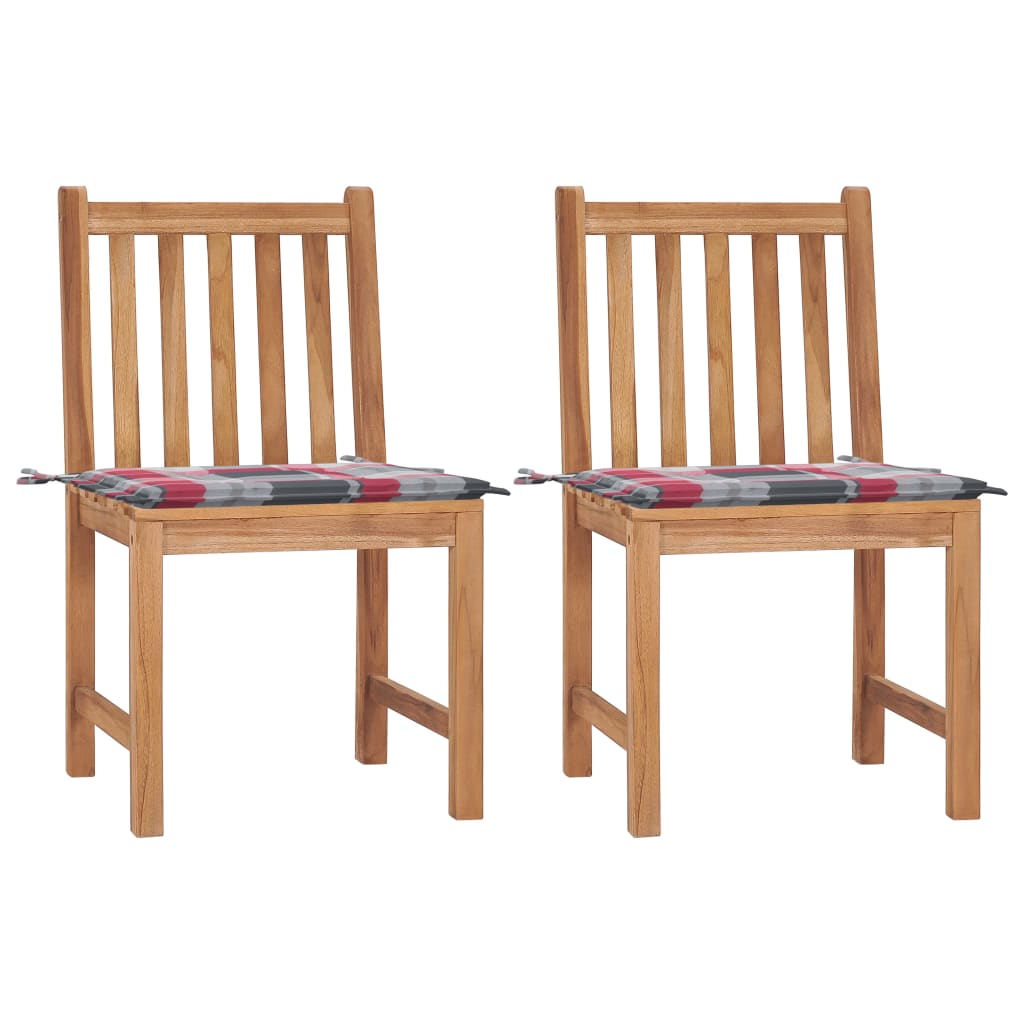 Tuinstoelen 2 st met kussens massief teakhout – afbeelding 1