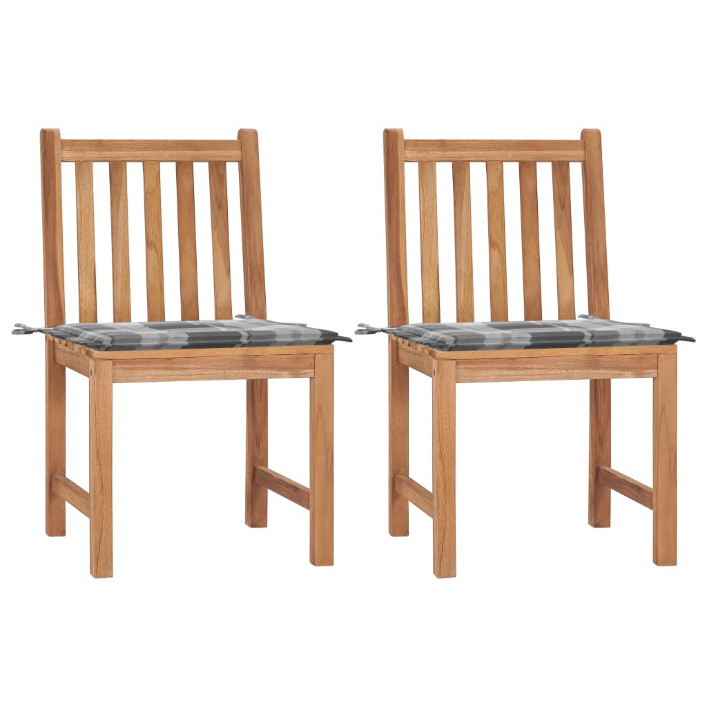 Tuinstoelen 2 st met kussens massief teakhout – afbeelding 1