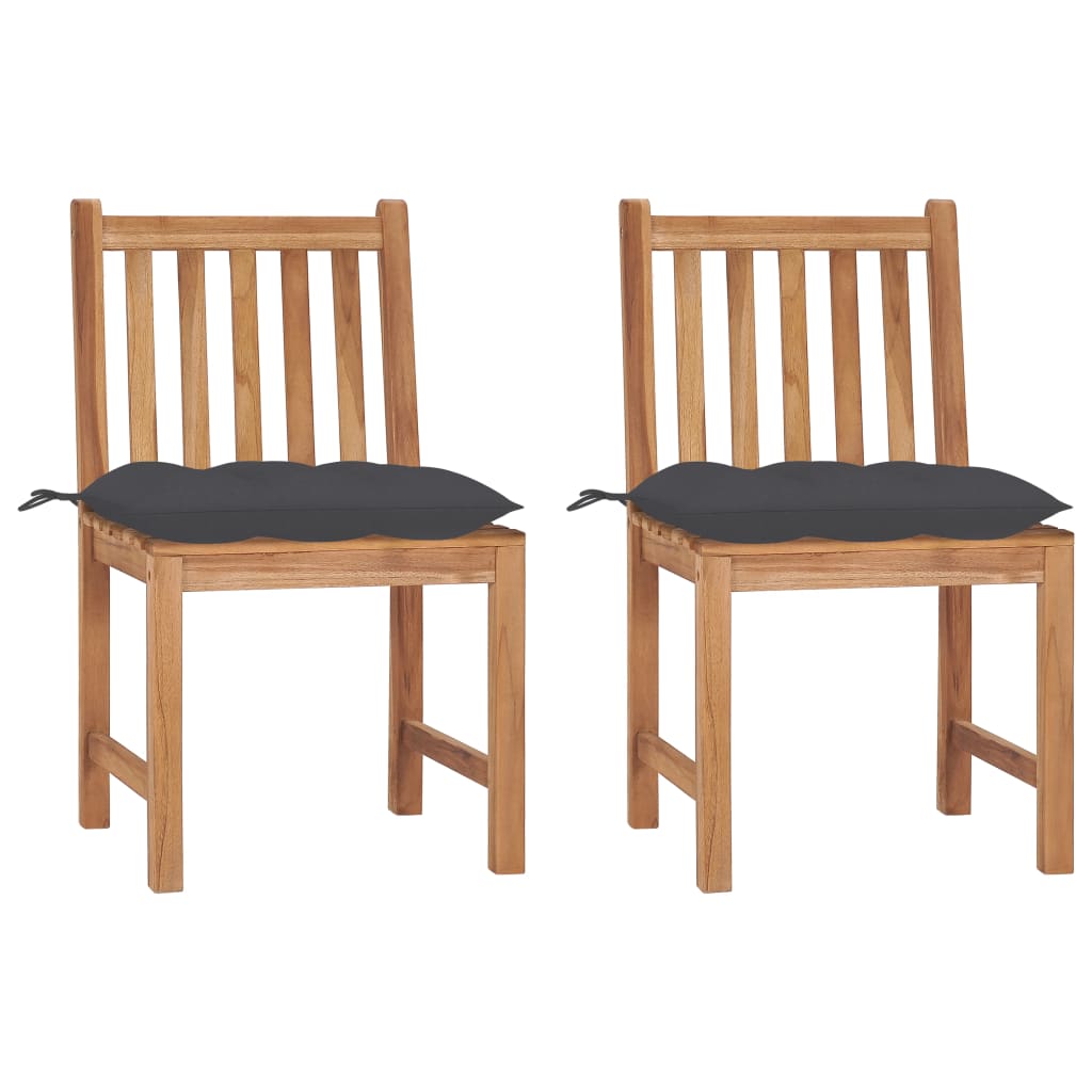 Tuinstoelen 2 st met kussens massief teakhout – afbeelding 1