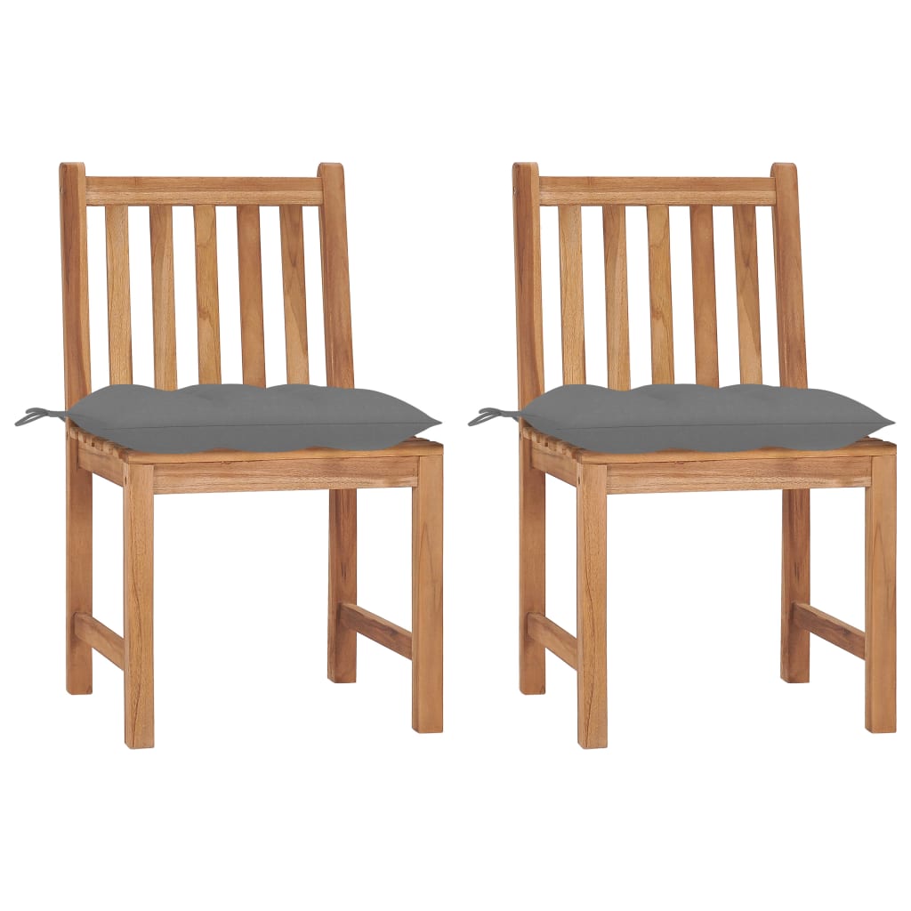 Tuinstoelen 2 st met kussens massief teakhout – afbeelding 1