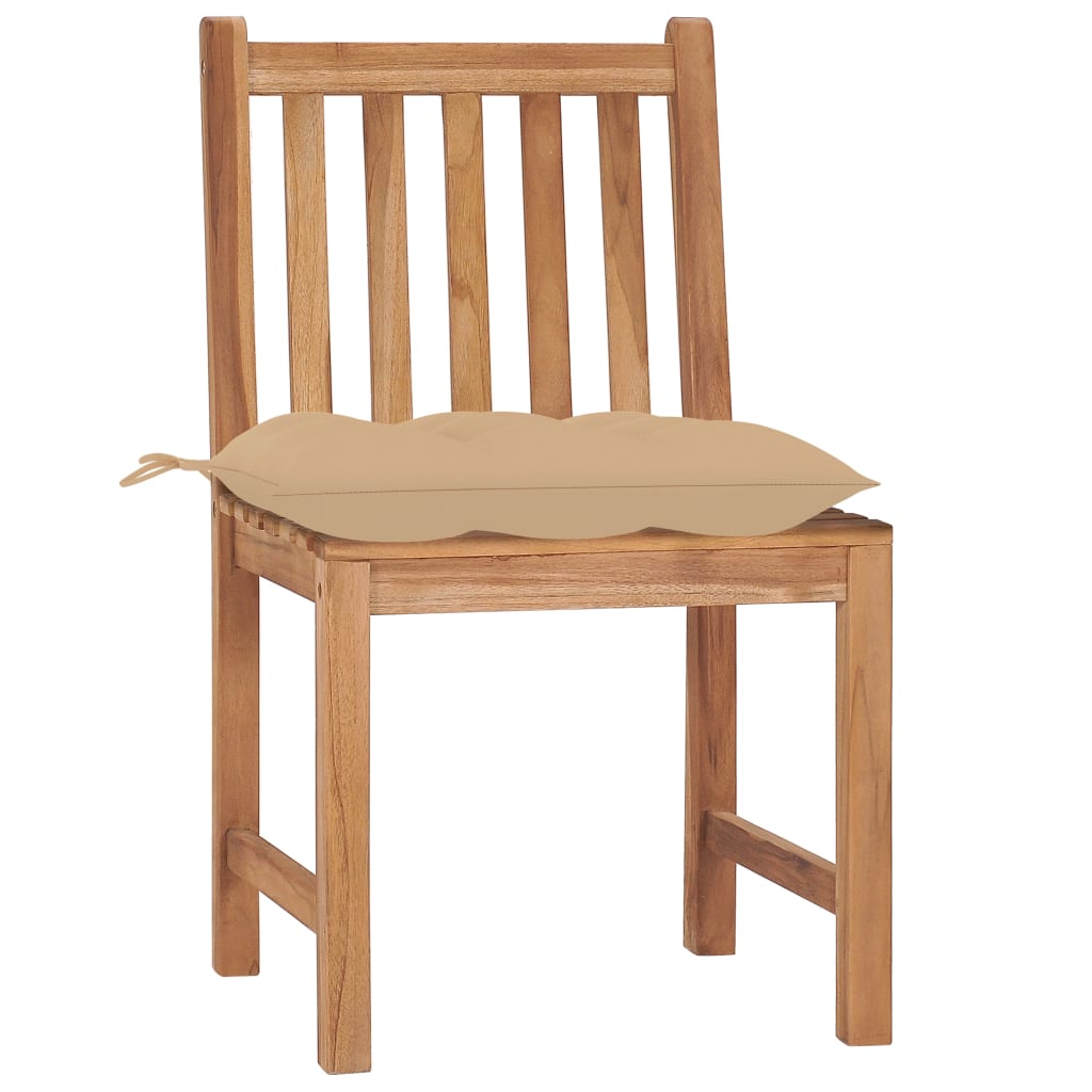 Tuinstoelen 2 st met kussens massief teakhout – afbeelding 2