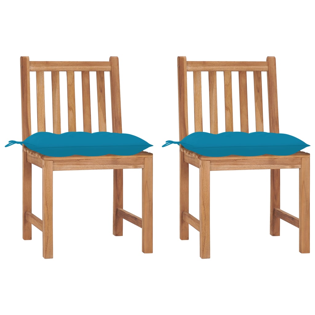 Tuinstoelen 2 st met kussens massief teakhout – afbeelding 1