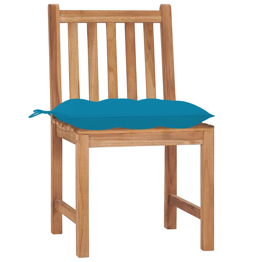 Tuinstoelen 2 st met kussens massief teakhout – afbeelding 2