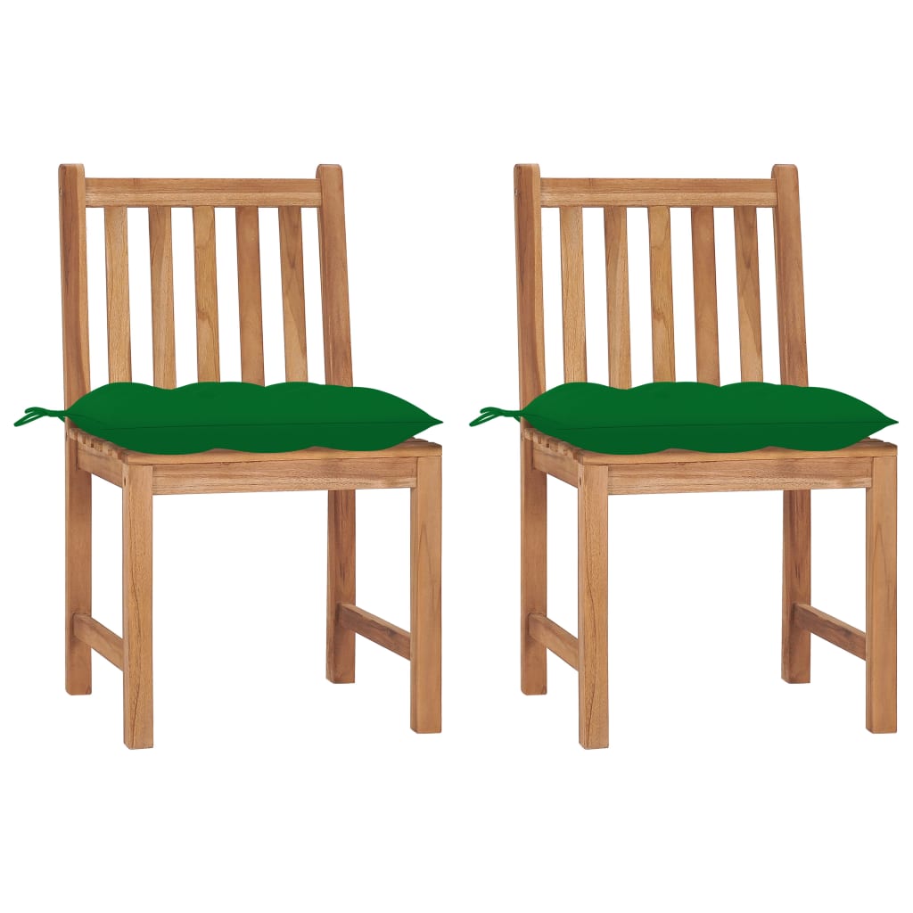 Tuinstoelen 2 st met kussens massief teakhout – afbeelding 1