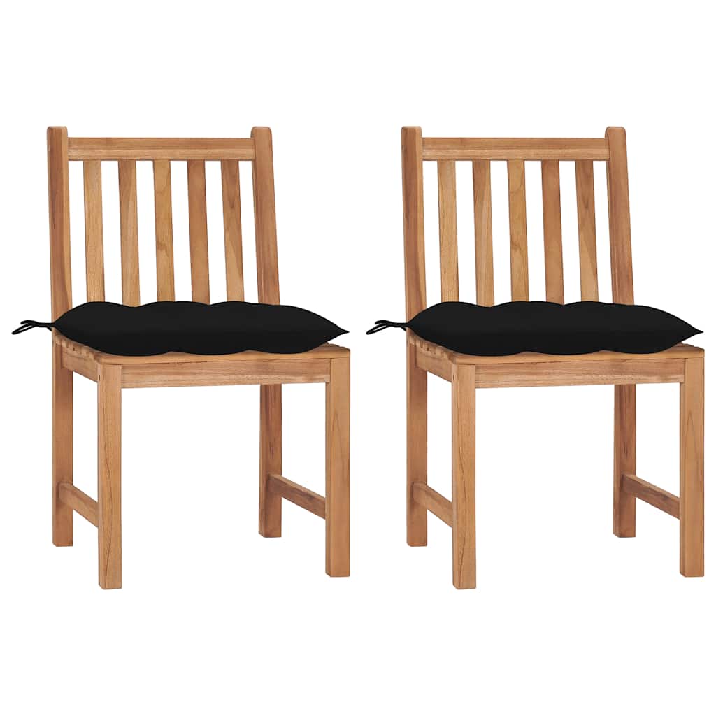 Tuinstoelen 2 st met kussens massief teakhout – afbeelding 1