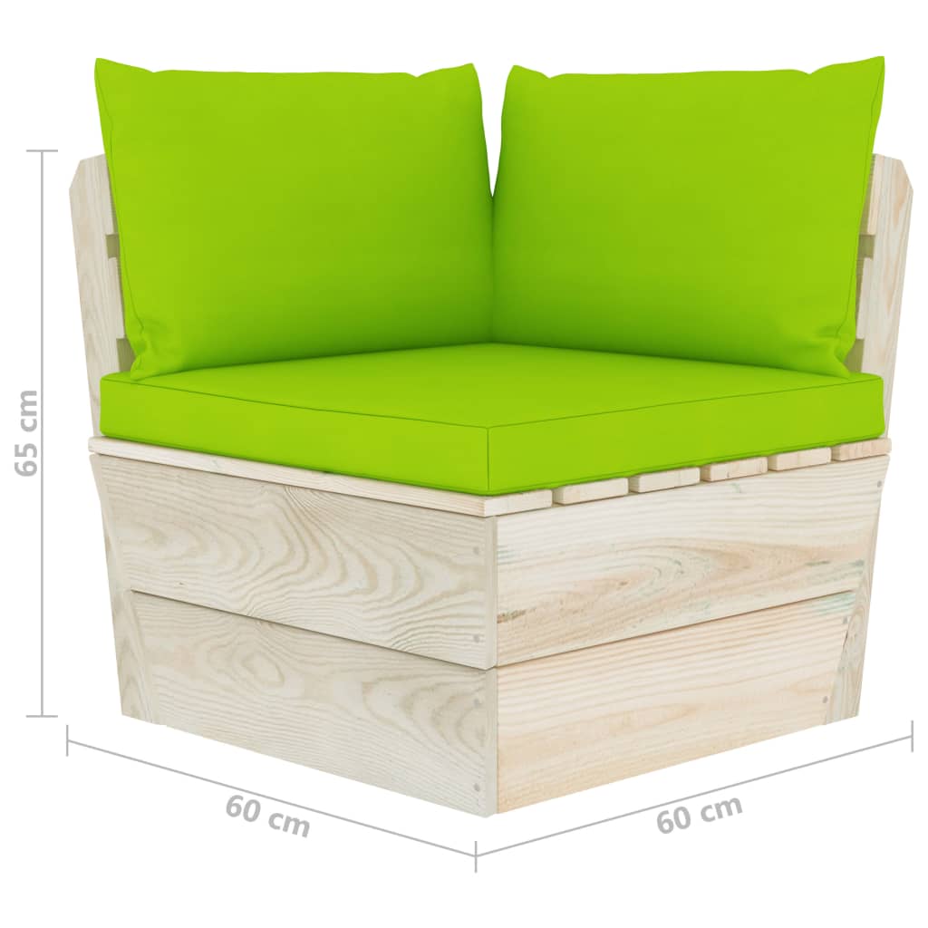 Tuinhoekbank met kussens pallet geïmpregneerd vurenhout – afbeelding 7