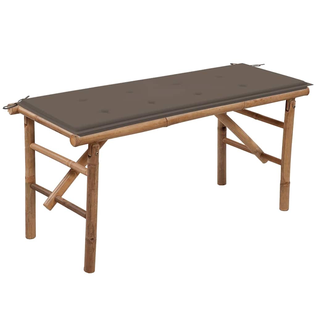 Tuinbank inklapbaar met kussen 118 cm bamboe – afbeelding 1