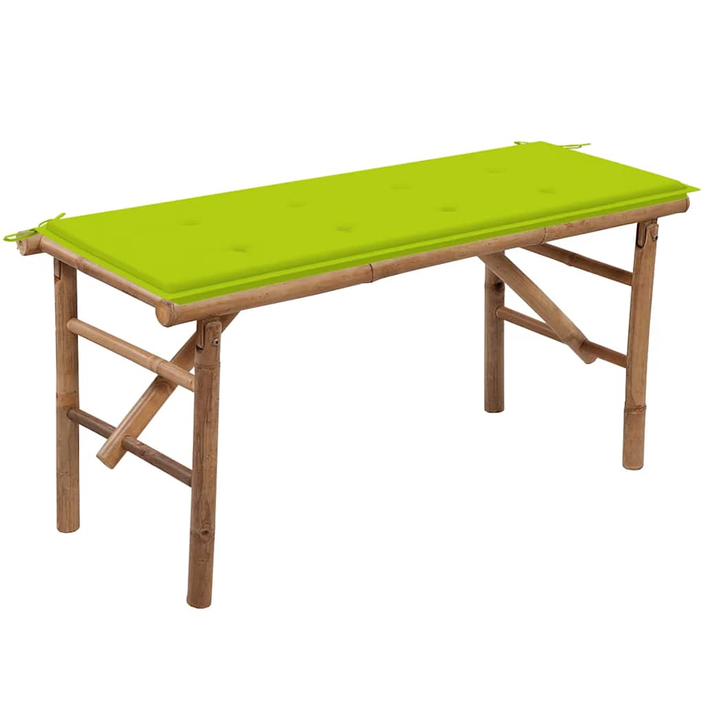 Tuinbank inklapbaar met kussen 118 cm bamboe – afbeelding 1