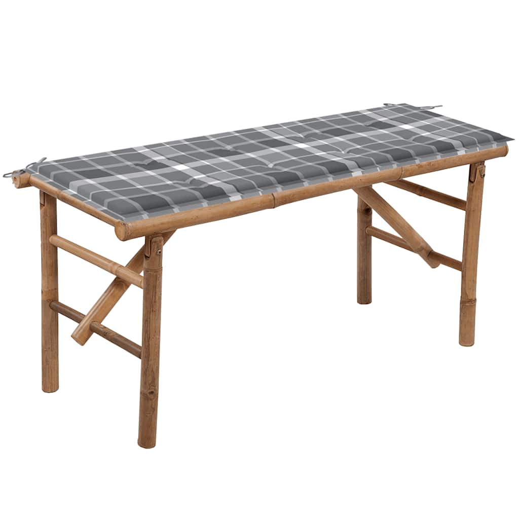 Tuinbank inklapbaar met kussen 118 cm bamboe – afbeelding 1