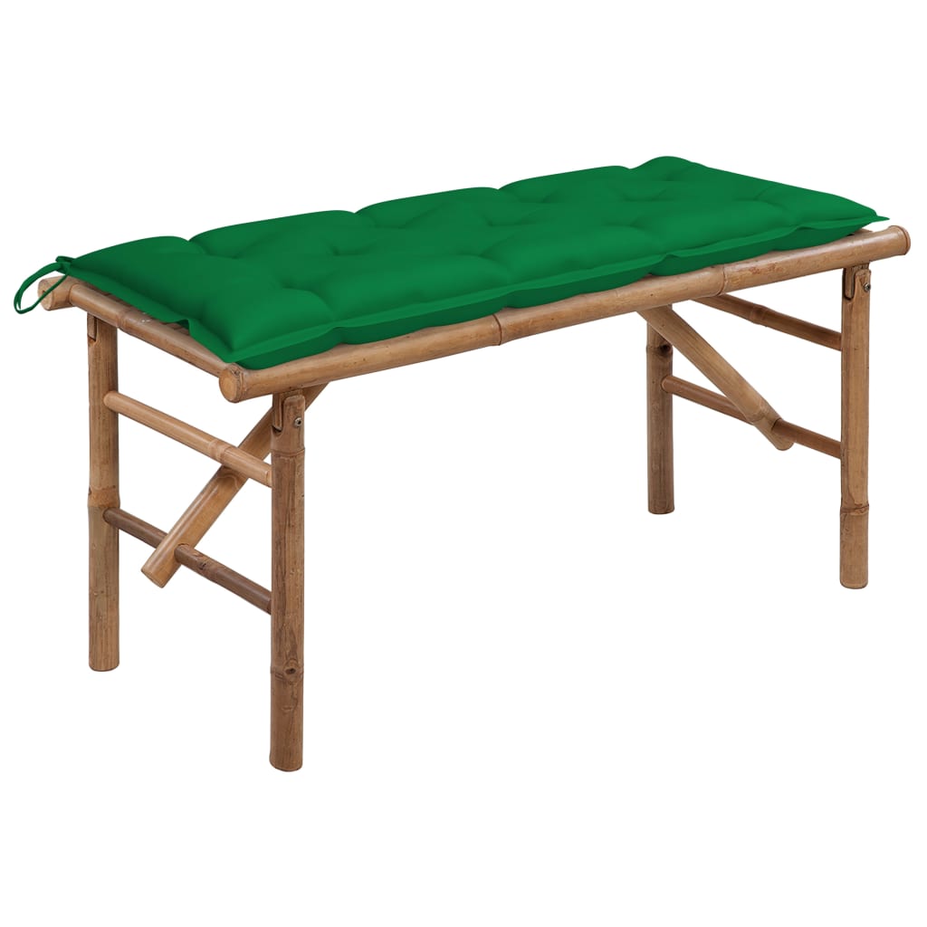 Tuinbank inklapbaar met kussen 118 cm bamboe – afbeelding 1