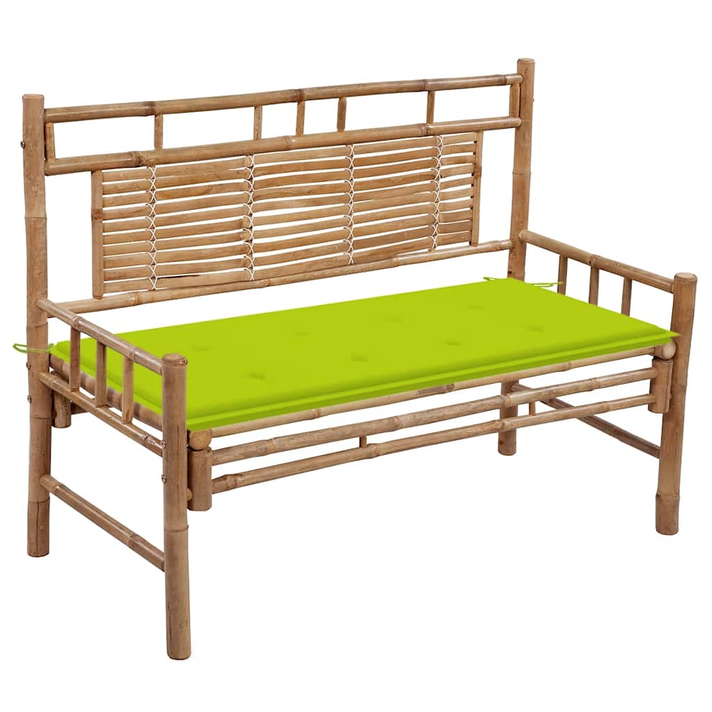 Tuinbank met kussen 120 cm bamboe – afbeelding 1
